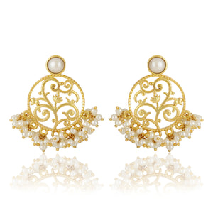 Lotus Round Pearl Studs