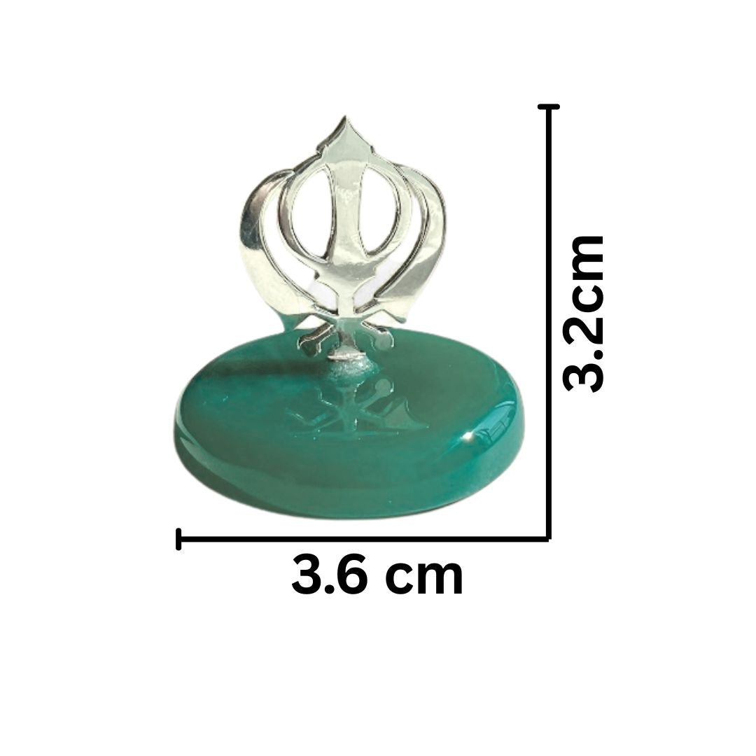 KHANDA Waheguru's Blessing in 92.5 Silver with Green Onyx