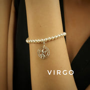 Woman Pearl Bracelet - ALL Zodiac Sun Sign in 92.5 Silver PLUS Free Thread Bracelet