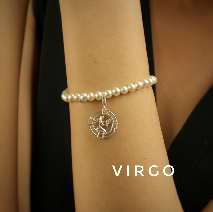 Woman Pearl Bracelet - ALL Zodiac Sun Sign in 92.5 Silver PLUS Free Thread Bracelet