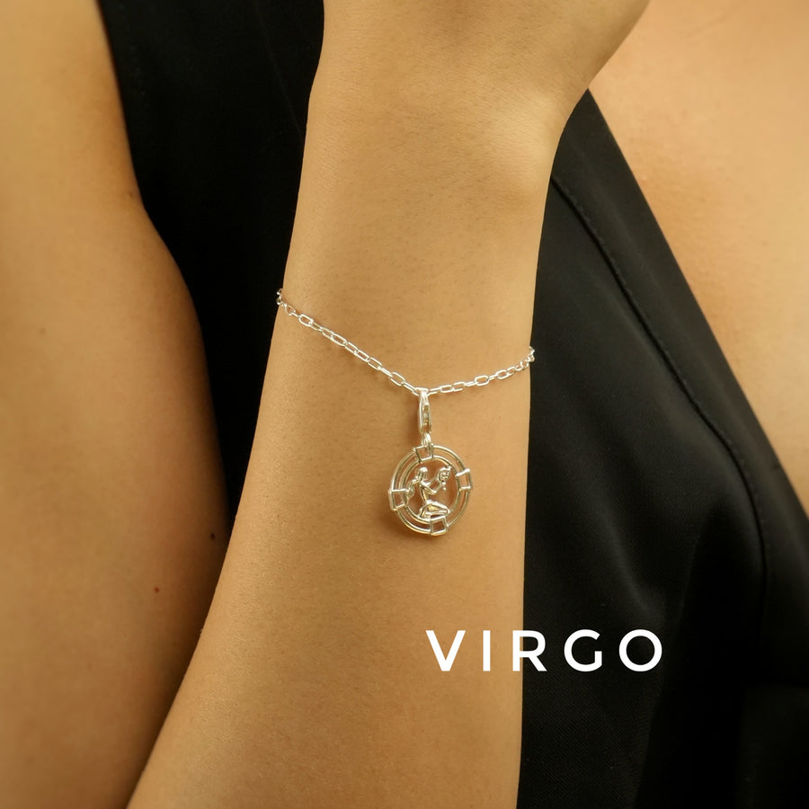 Woman Chain Bracelet - ALL Zodiac Sun-Sign in 92.5 Silver PLUS Free Thread Bracelet