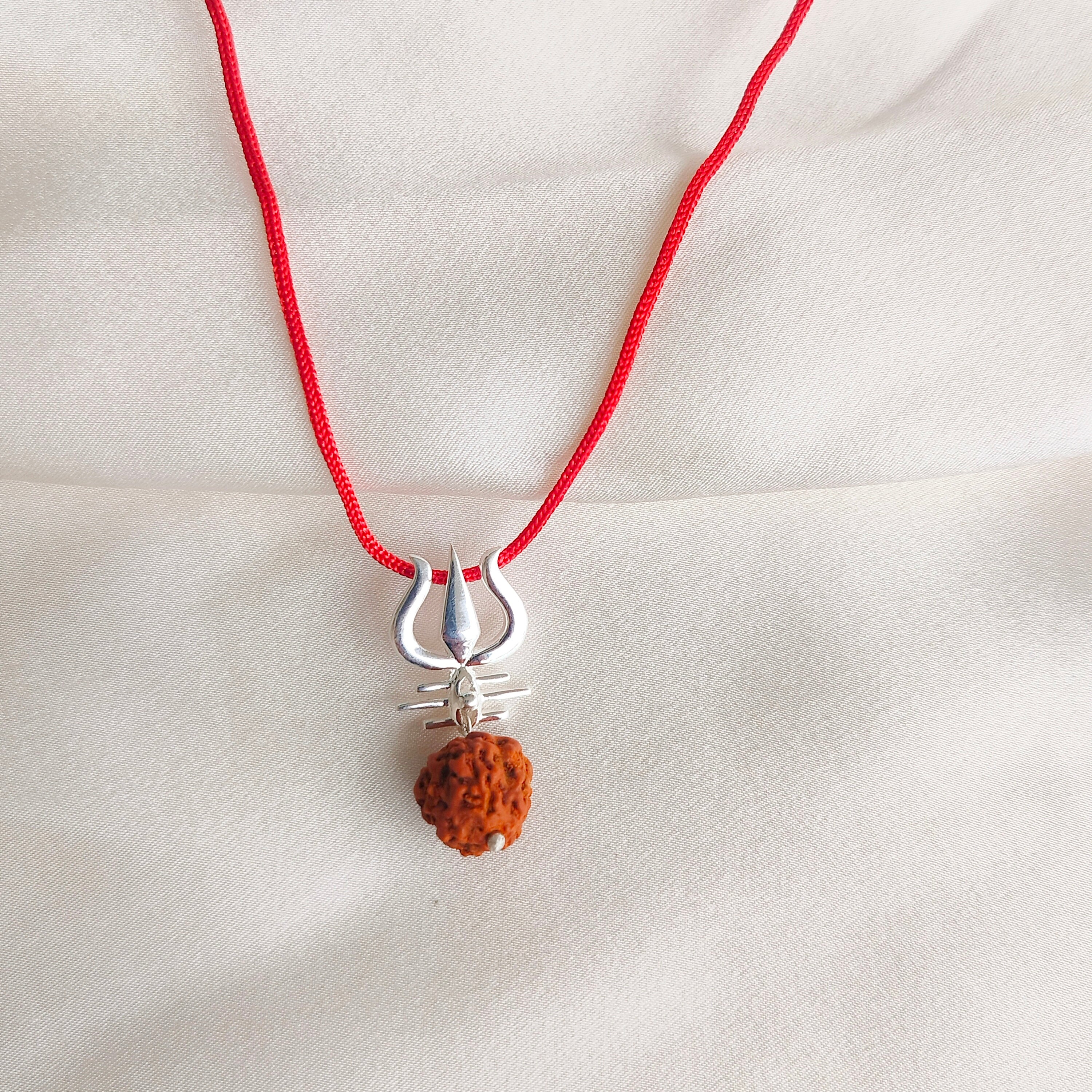 Pendant- Mahadev's Trishul Gaze with Rudraksha 92.5 Silver
