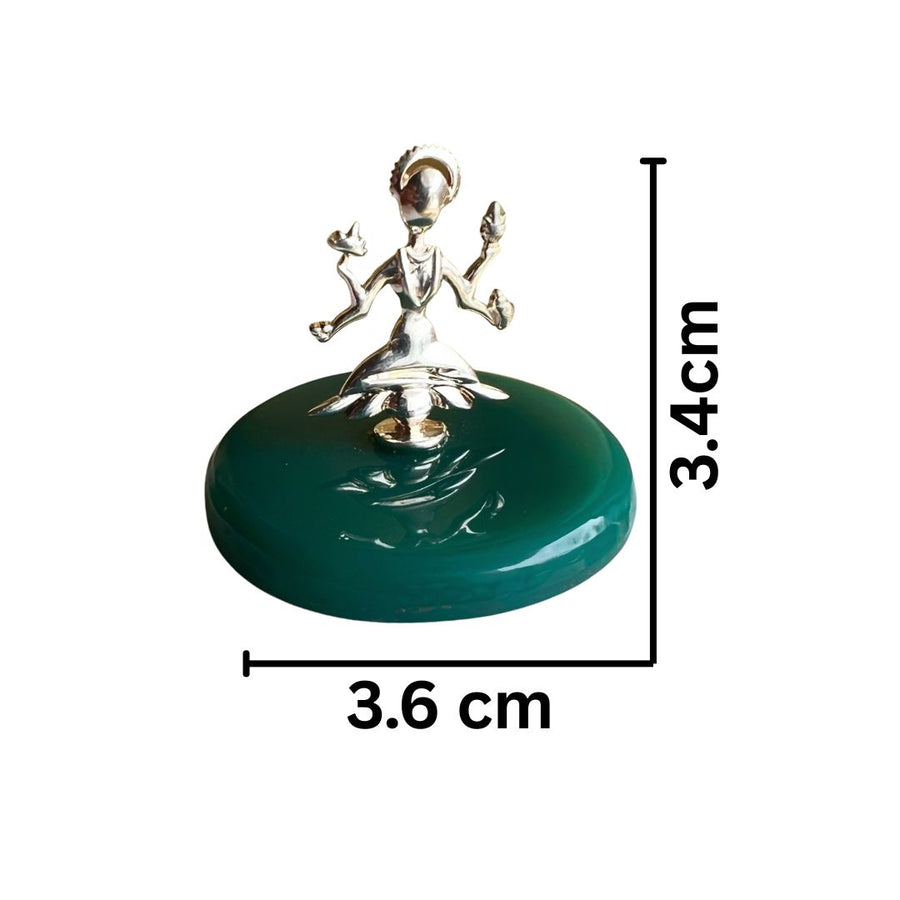 Lakshmi Ji Divine Blessing in 92.5 Silver with Green Onyx