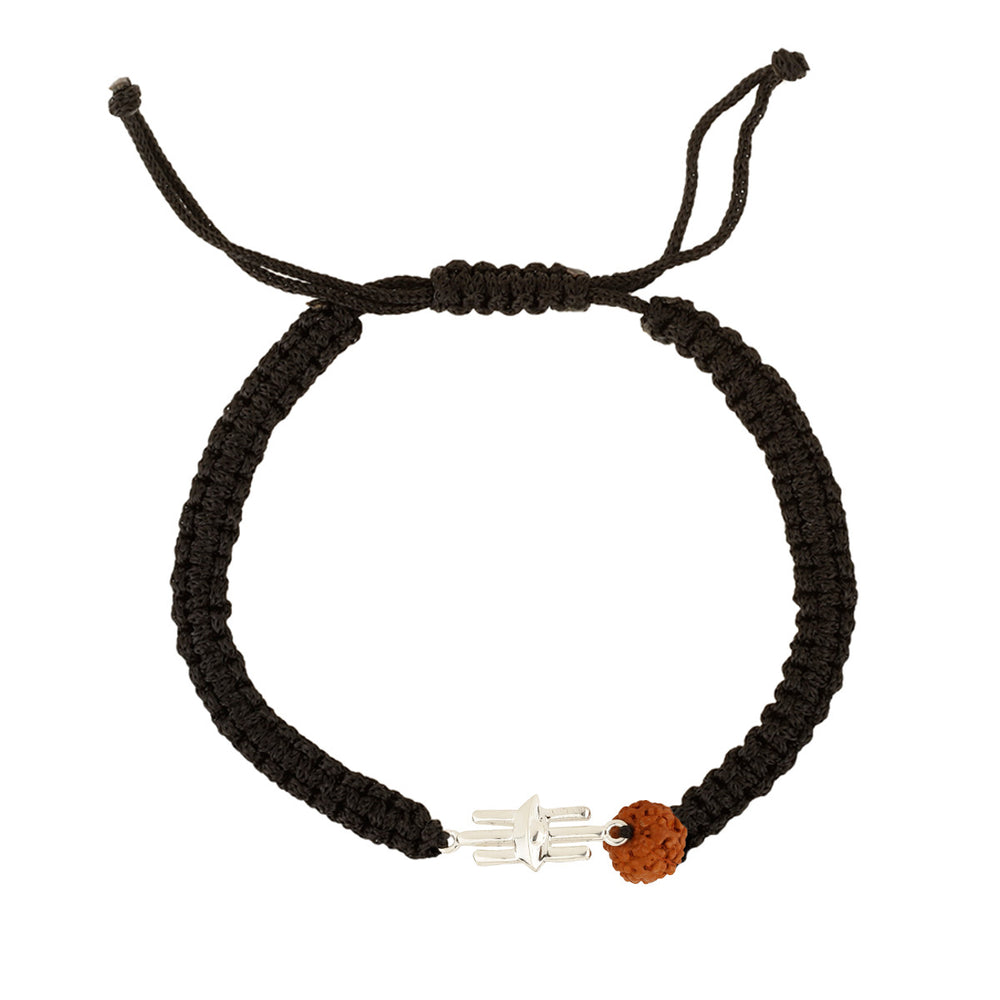 MEN Blessed Hands - Third Eye with Rudhraksh 92.5 Silver Bracelet