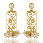 Rectangle Lotus Elegance Pearl Earrings & Ring Gift Set