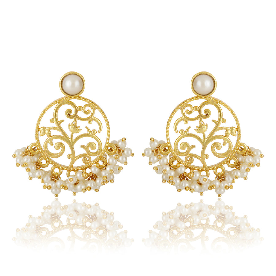 Round Lotus Bloom Pearl Earrings & Ring Gift Set