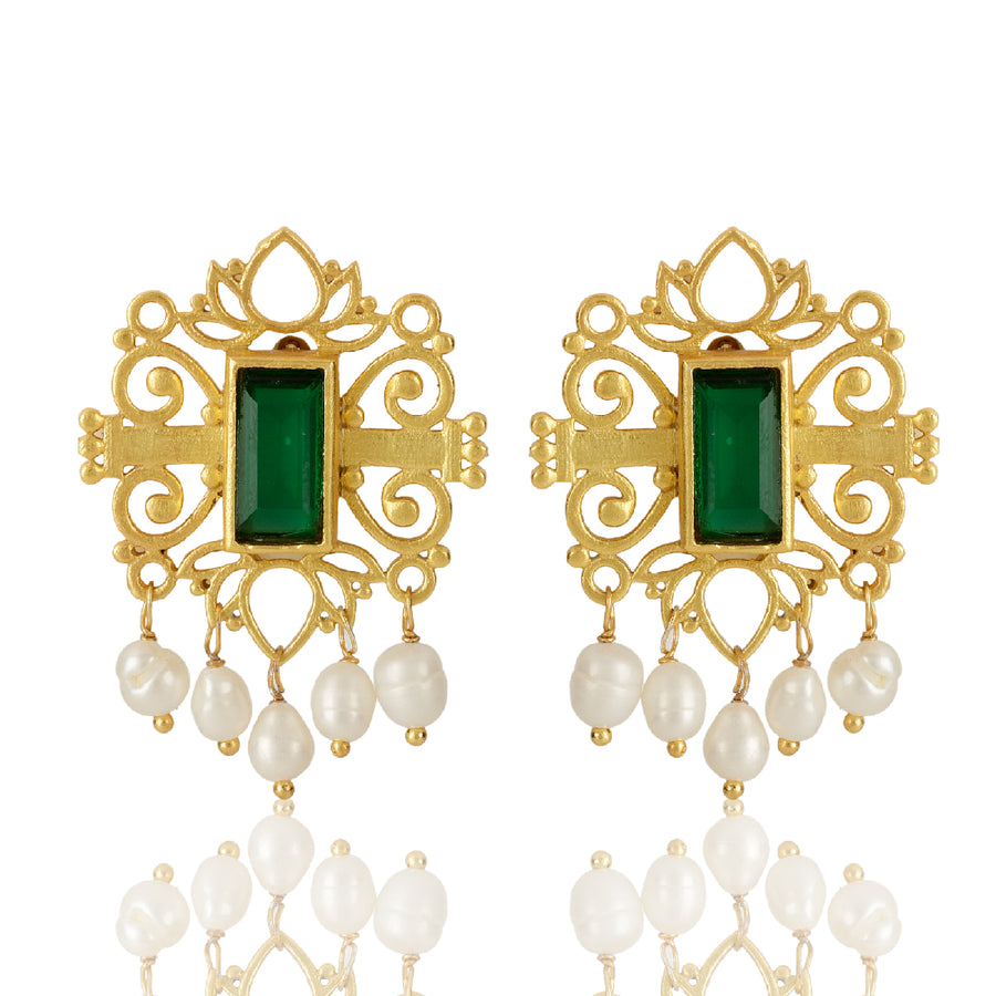 Green Shagun Stud & Necklace Gift set