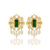 Green Shagun Ear Studs with Freshwater Pearls