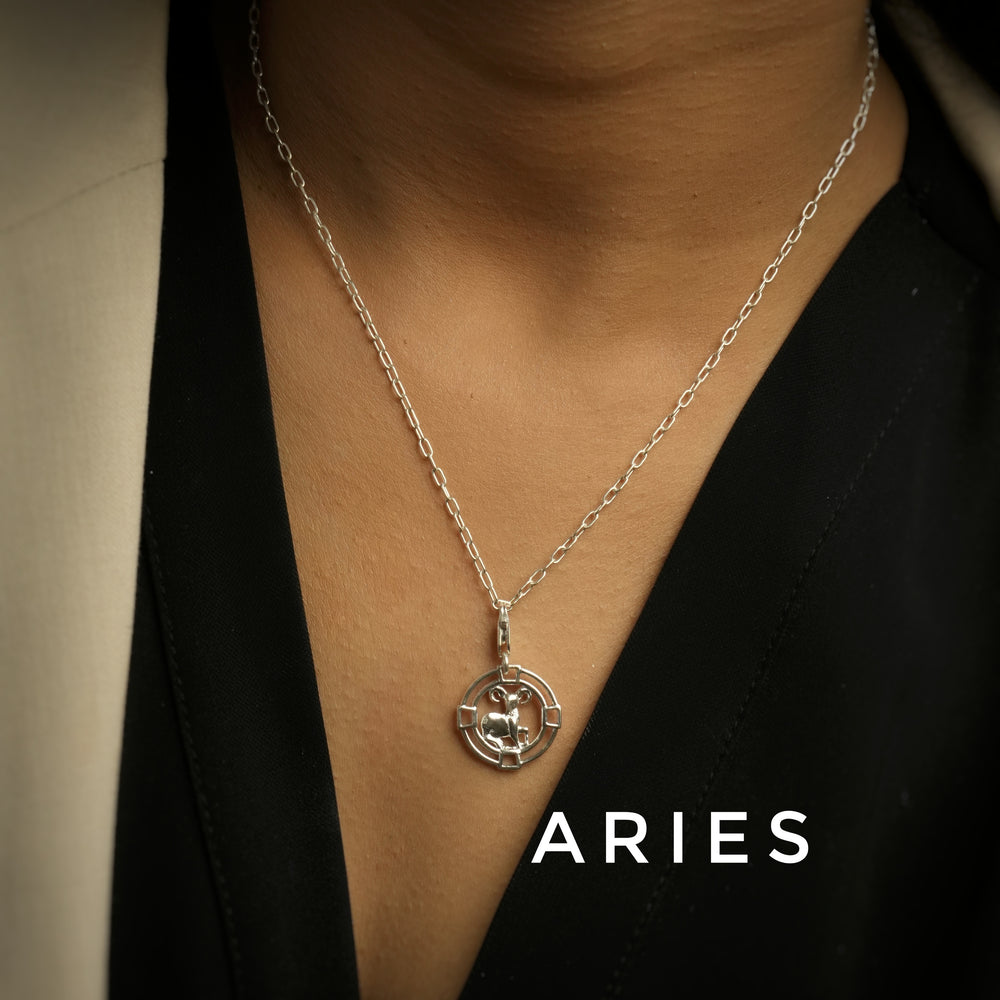 Aries Chain 92.5 Silver Necklace PLUS Free Thread Bracelet