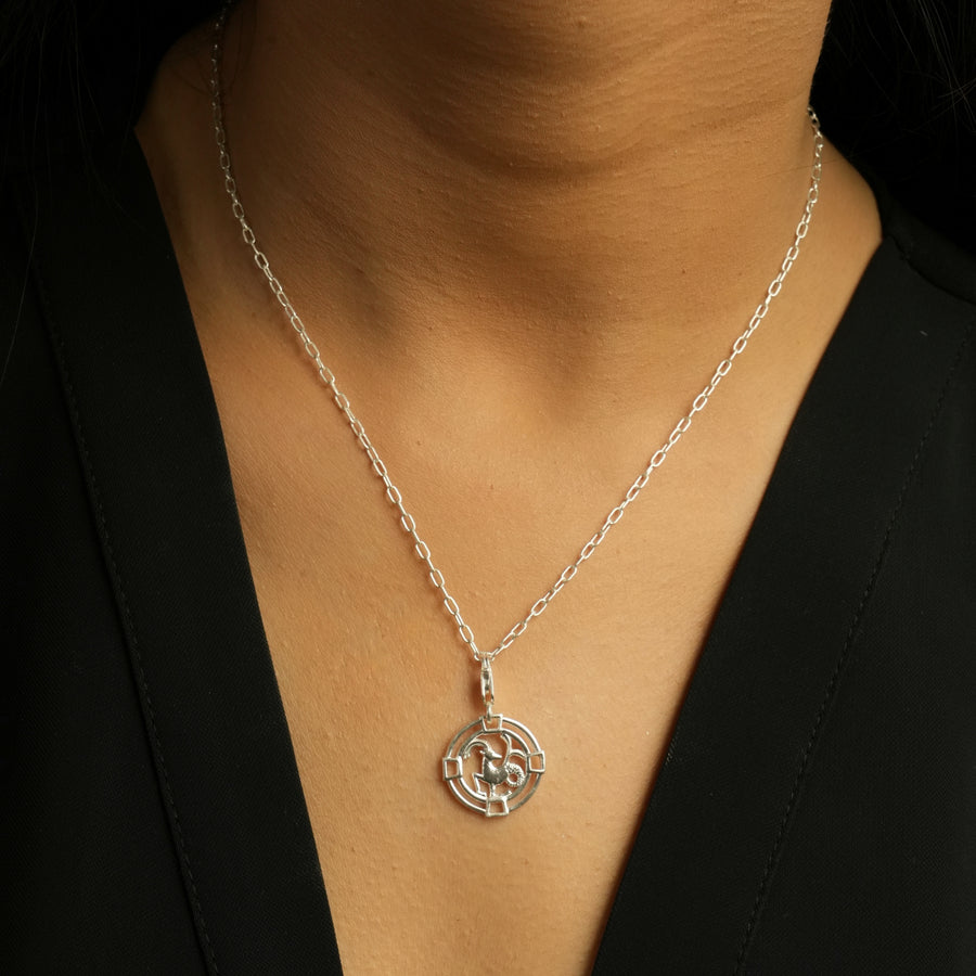 Capricorn Chain 92.5 Silver Necklace PLUS Free Thread Bracelet