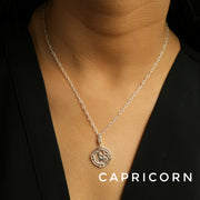 Capricorn Chain 92.5 Silver Necklace PLUS Free Thread Bracelet