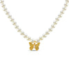 Pearly Golden Butterfly Necklace in 92.5 Silver (with 22k Gold Plating)
