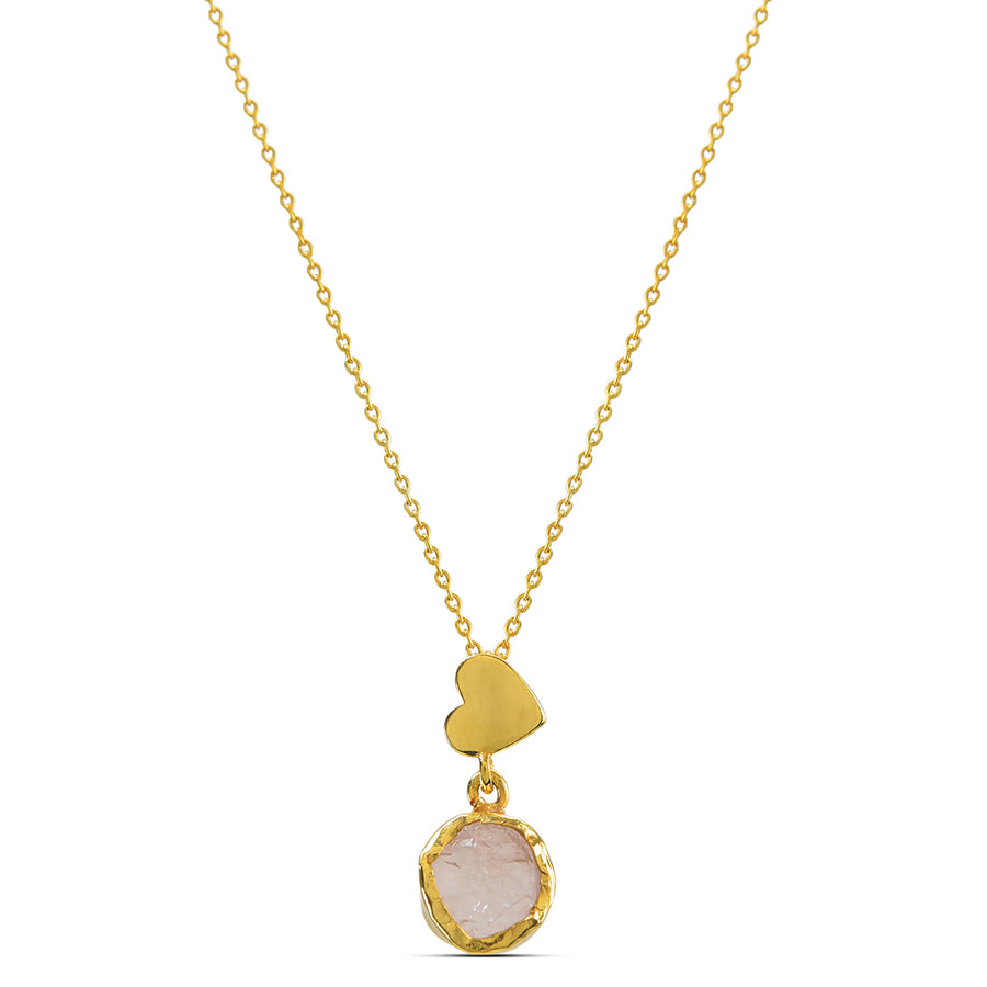 My Heart Necklace - Rose Quartz, 92.5 Silver (with 22k Gold Plating)