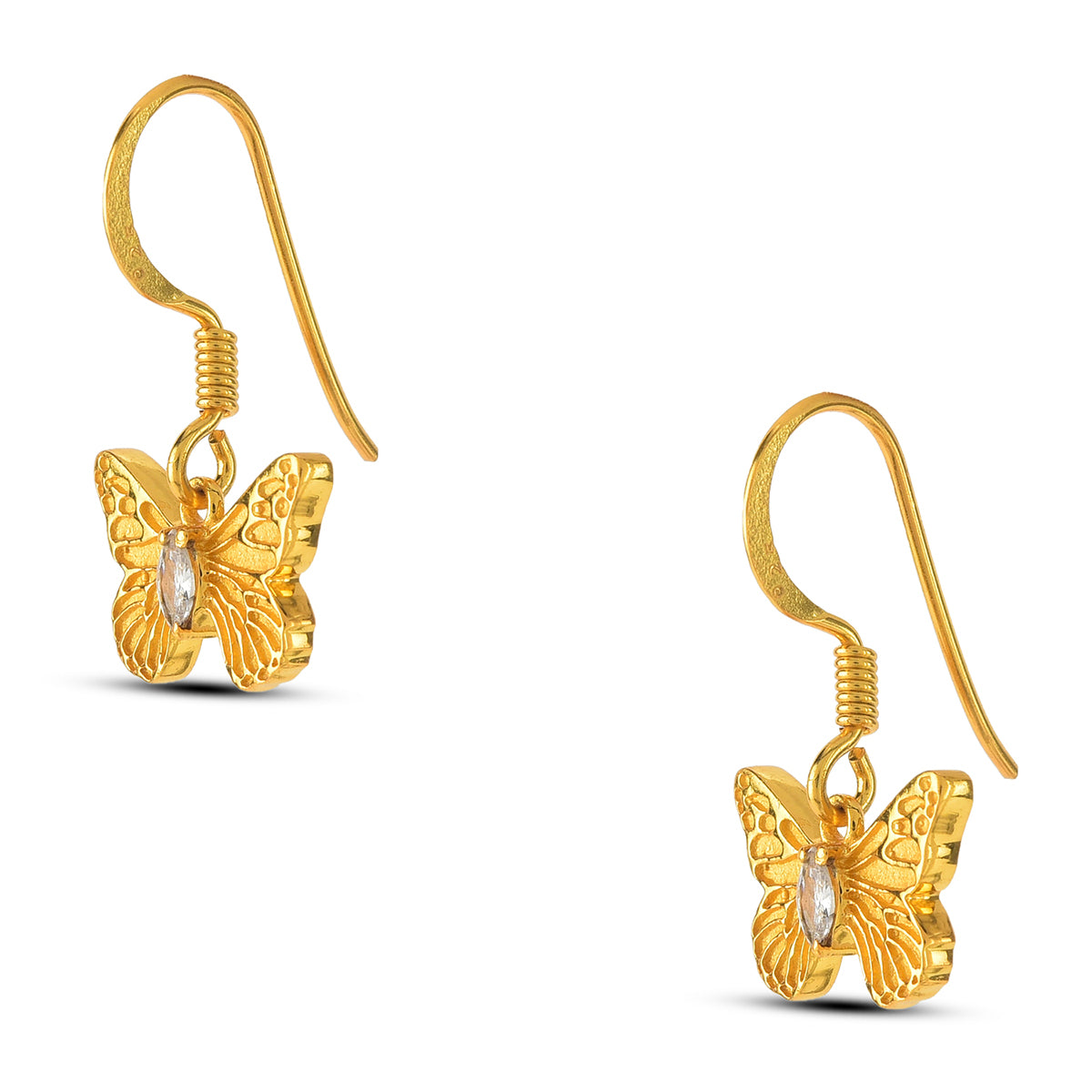 Golden Butterfly Hook Earring in 92.5 Silver