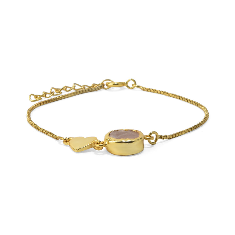 My Heart Rose Quartz Bracelet - 92.5 Silver ( with 22k Gold Plating)