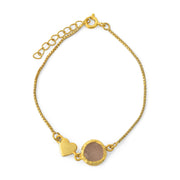 My Heart Rose Quartz Bracelet - 92.5 Silver ( with 22k Gold Plating)