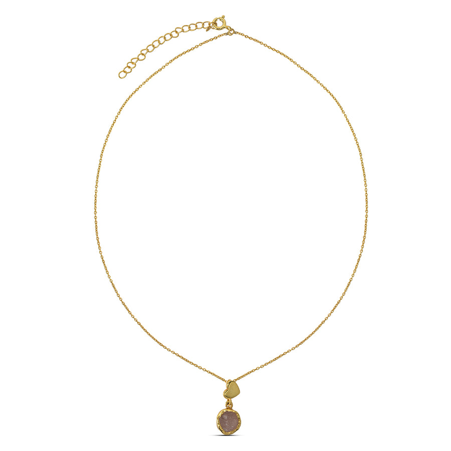 My Heart Necklace - Rose Quartz, 92.5 Silver (with 22k Gold Plating)