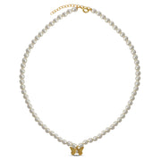 Pearly Golden Butterfly Necklace in 92.5 Silver (with 22k Gold Plating)