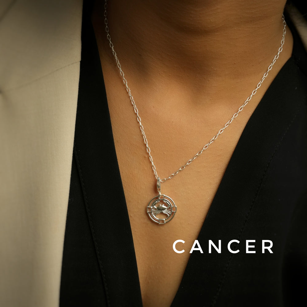 Cancer Silver 92.5 Chain Necklace PLUS Free Thread Bracelet