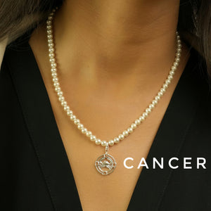 Cancer Pearl 92.5 Silver Necklace PLUS Free Thread Bracelet