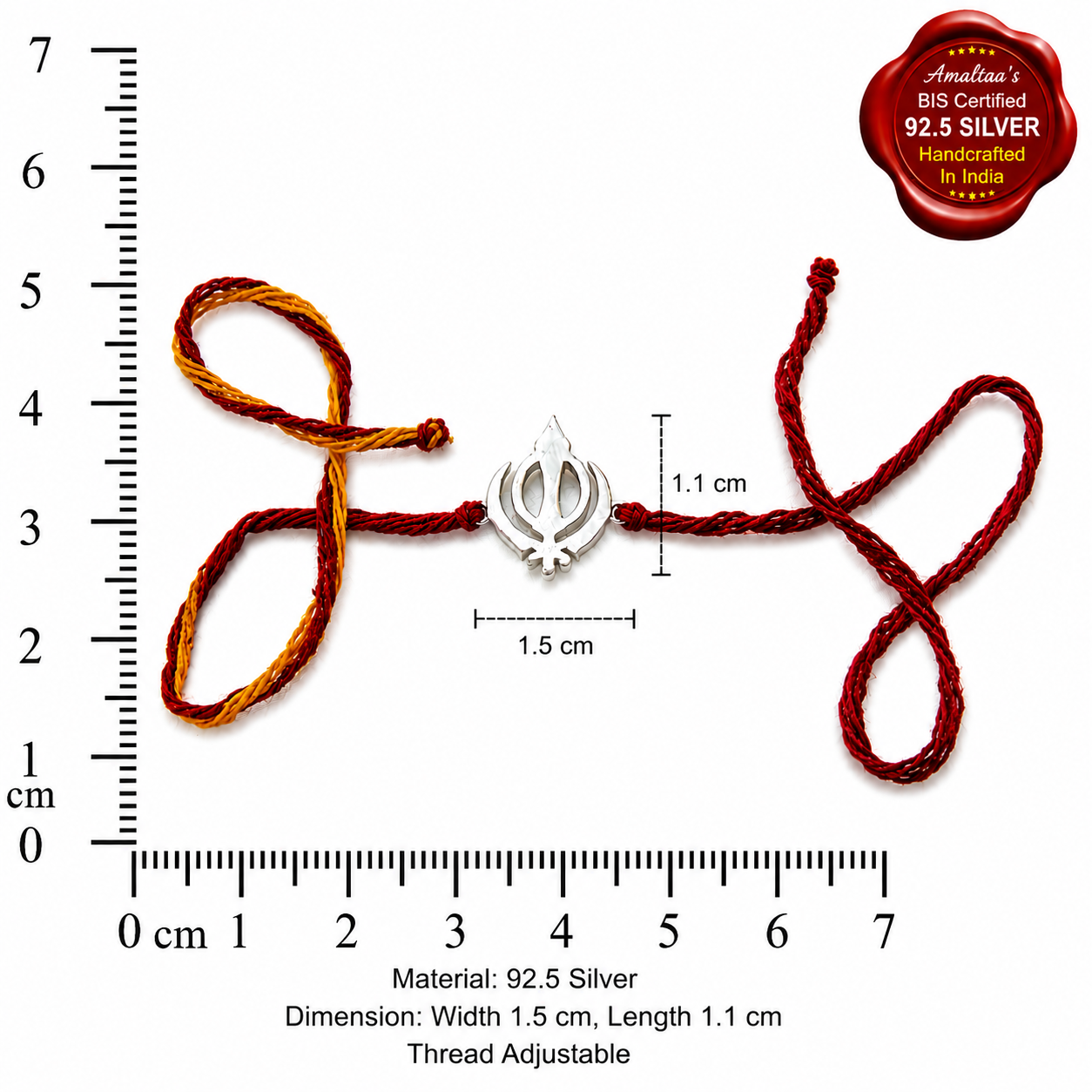 SILVER RAKHI - Khanda 92.5 Silver