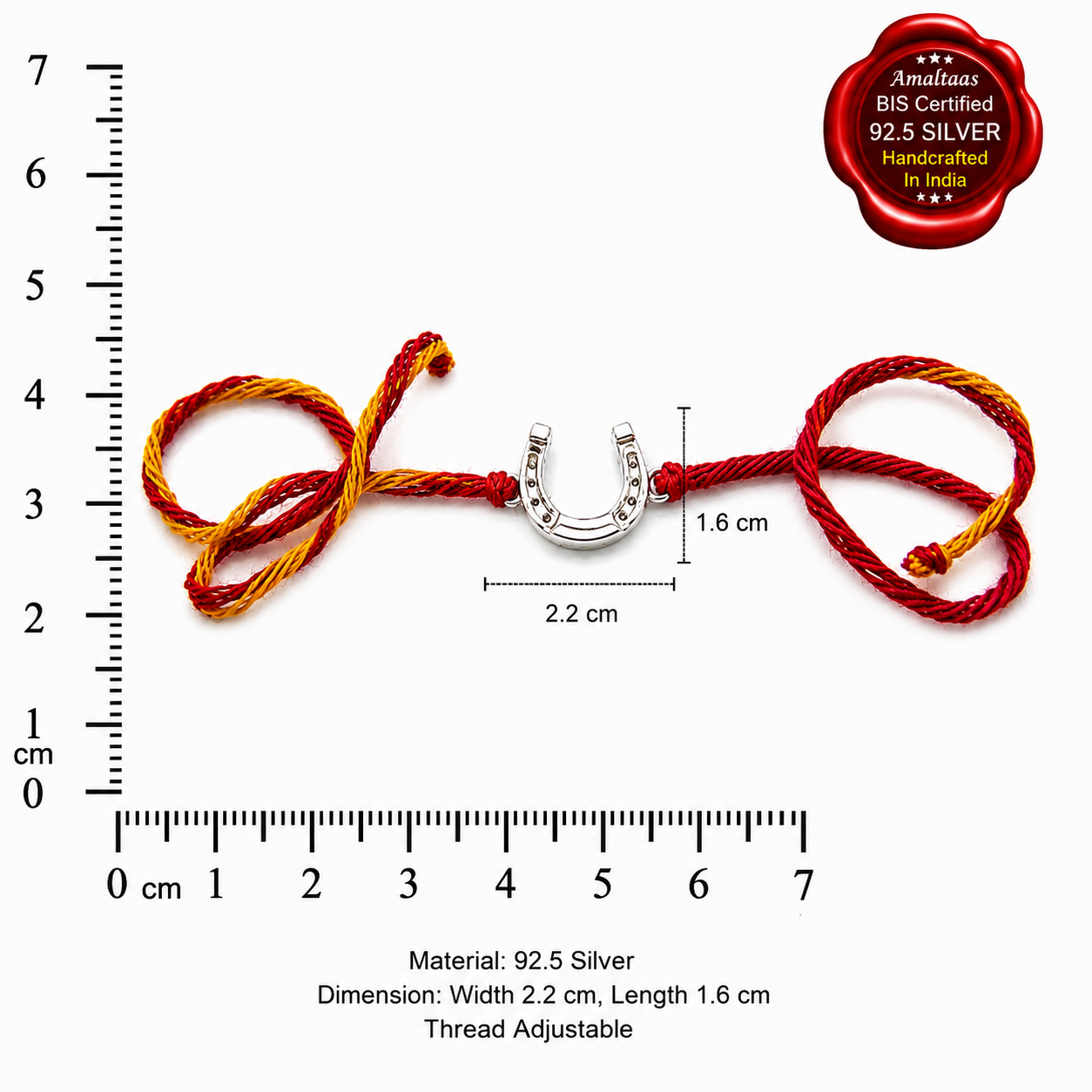 SILVER RAKHI  - Good Luck HorseShoe  92.5 Silver