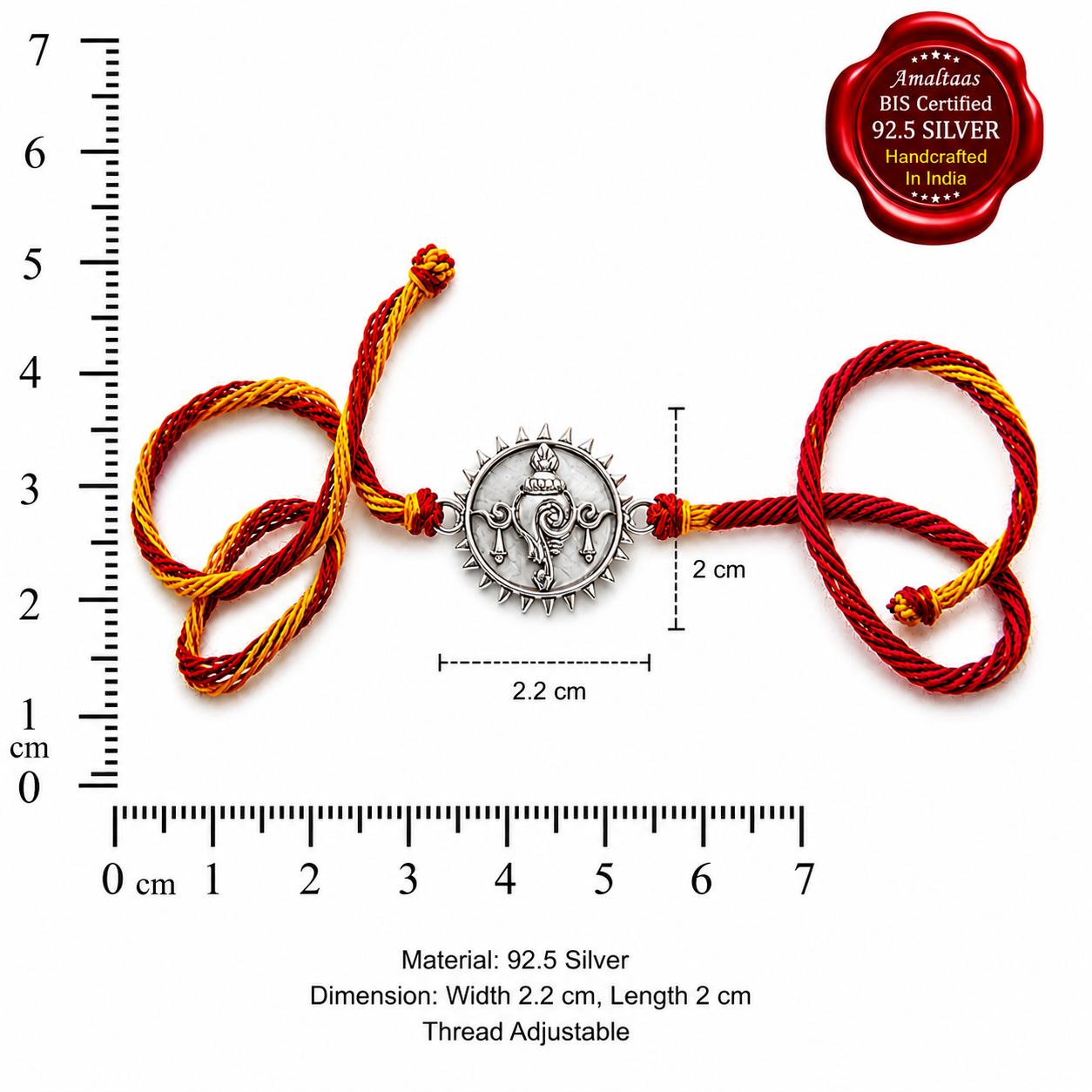 SILVER RAKHI  - Shankh Blessings – 92.5 Silver