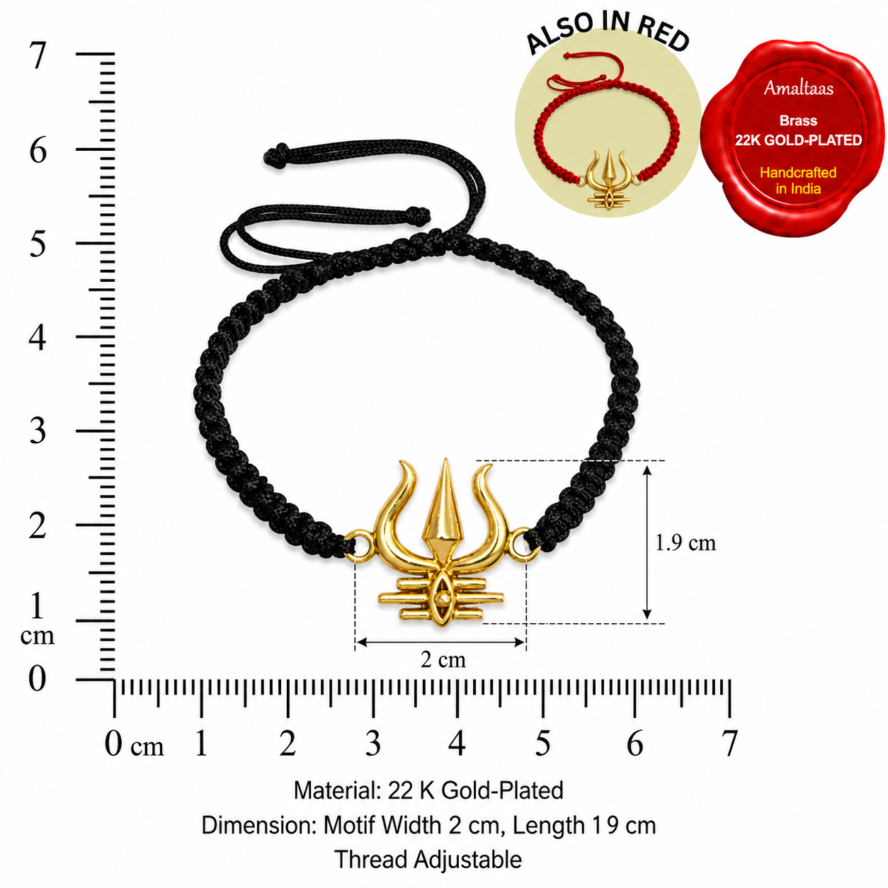 Mahadev's Trishul Bracelet - Blessed 22k Gold-plated