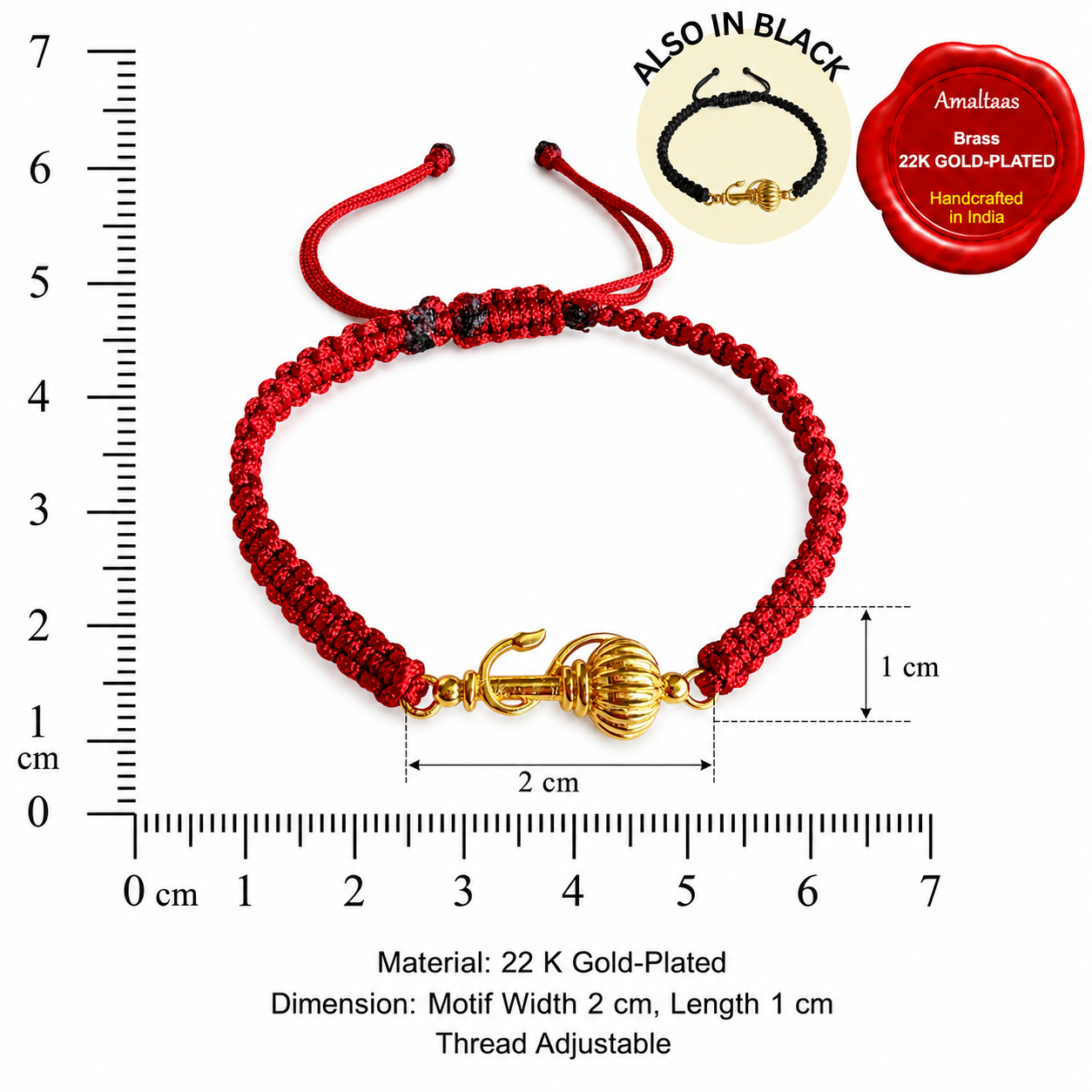 Vayuputra Gada Bracelet - Blessed 22k Gold-plated