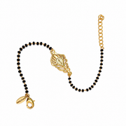 Women Kanha Morpankh 22k Gold-plated Brass Bracelet with Black Onyx