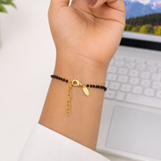 Women Mahadev's Trishul 22k Gold-plated Brass Bracelet with Black Onyx
