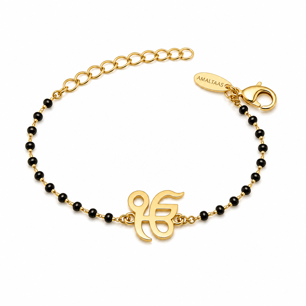 Women Raab Rakha 22k Gold-plated Brass Bracelet with Black Onyx