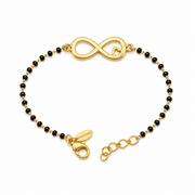 Women Infinite Love 22k Gold-plated Brass Bracelet with Black Onyx