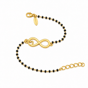 Women Infinite Love 22k Gold-plated Brass Bracelet with Black Onyx