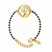 Women OM 22k Gold-plated Brass Bracelet with Black Onyx