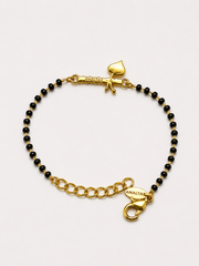 Women Thakur Ji Bansuri 22k Gold-plated Brass Bracelet with Black Onyx