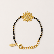 Women Sudarshan Chakra 22k Gold-plated Brass Bracelet with Black Onyx