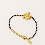 Women Sudarshan Chakra 22k Gold-plated Brass Bracelet with Black Onyx