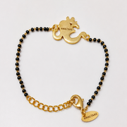 Women Shubh Om Ganesh 22k Gold-plated Brass Bracelet with Black Onyx