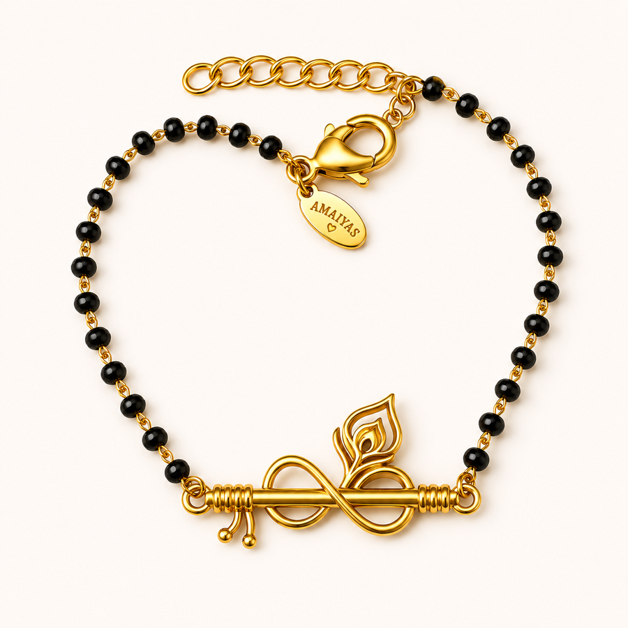 Women Forever Thakurji Love 22k Gold-plated Bracelet with Black Onyx