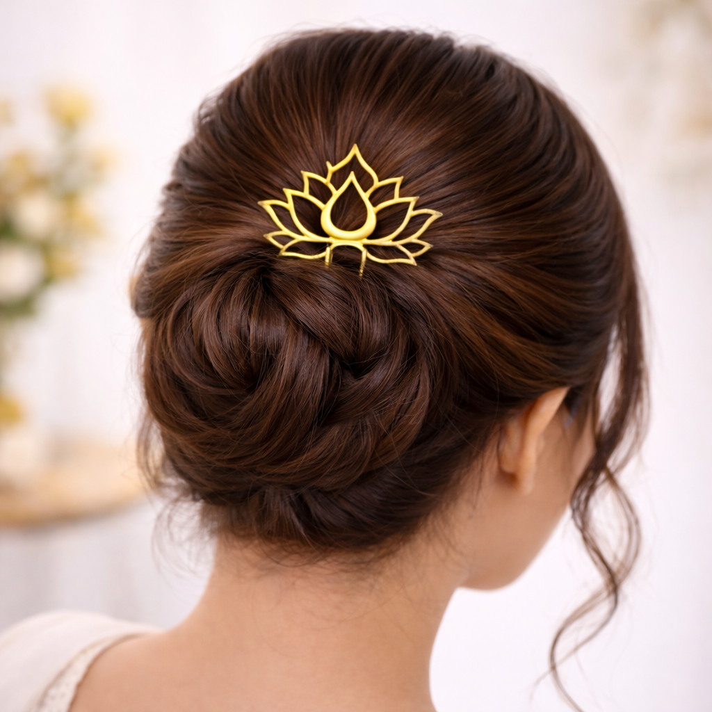 Two Stick Lotus Bun Pin