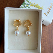 Petal Pearl Earring - Semi Precious Gemstone