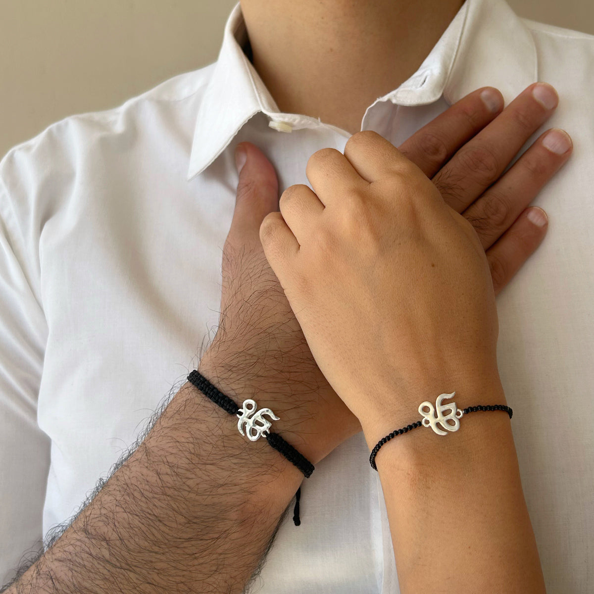COUPLE - Rabb Raakhaa Ek Onkar 92.5 Silver Bracelets