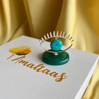 Blessing Nazar Evileye in 92.5 Silver with Blue Turquoise & Green Onyx