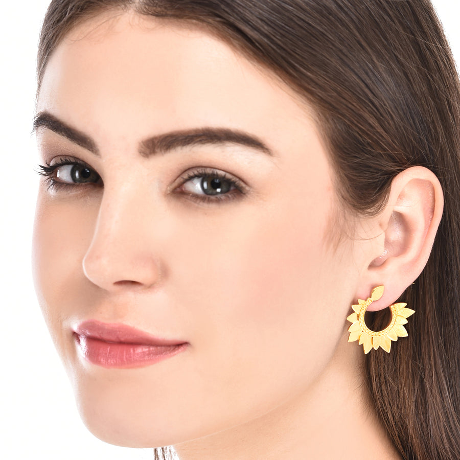 Lotus Crescent Half Moon Earring