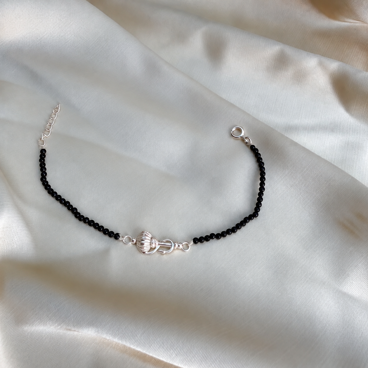 Women - Vayuputra Gada  92.5 Silver Bracelet with Black Onyx Beads