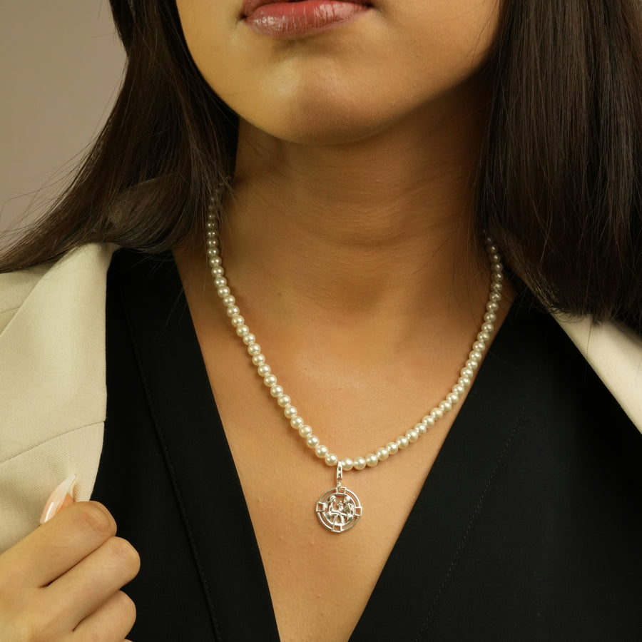 Gemini Pearl 92.5 Silver Necklace PLUS Free Thread Bracelet