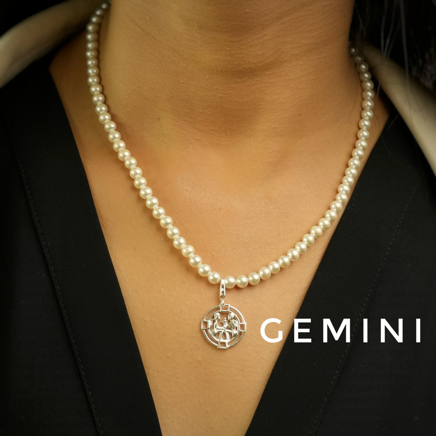 Gemini Pearl 92.5 Silver Necklace PLUS Free Thread Bracelet