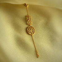 Shagun Round Lotus & Rectangle 22K Gold-Plated Bracelet
