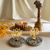 Growth Pair: Prosperity Lotus and Tree of Life in 22k Gold-plated Brass with Pyrite